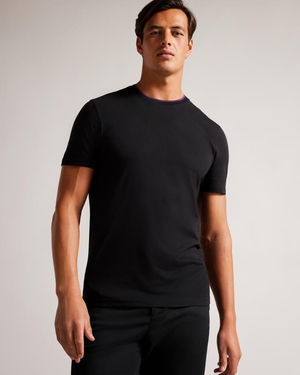 T-Shirt Ted Baker Short Sleeve Noir Homme | BAC-05442338